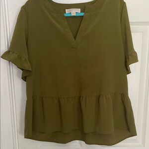 Michael Kors Olive Ruffle Blouse